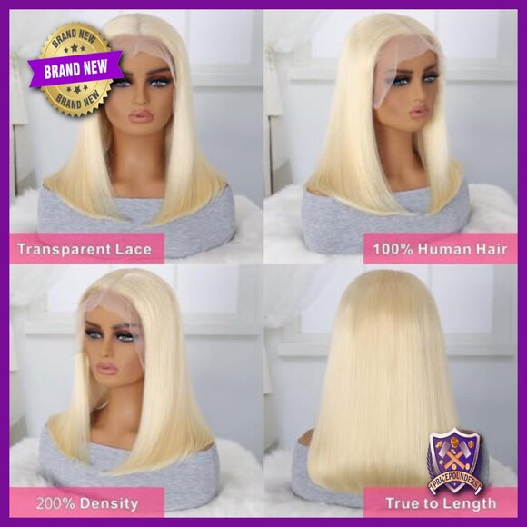 Human Hair Lace Front Bob Wig 14 Inch 200% Density Glueless